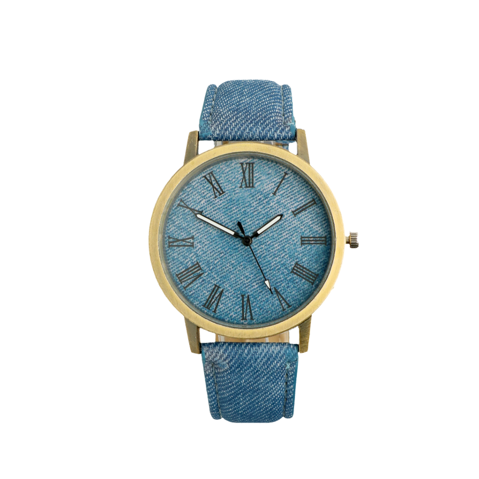 Vriendin Wrijven Paragraaf Trendy horloge met licht blauwe denim look| #RECLAIMED 9681 | Reclaimed.nl